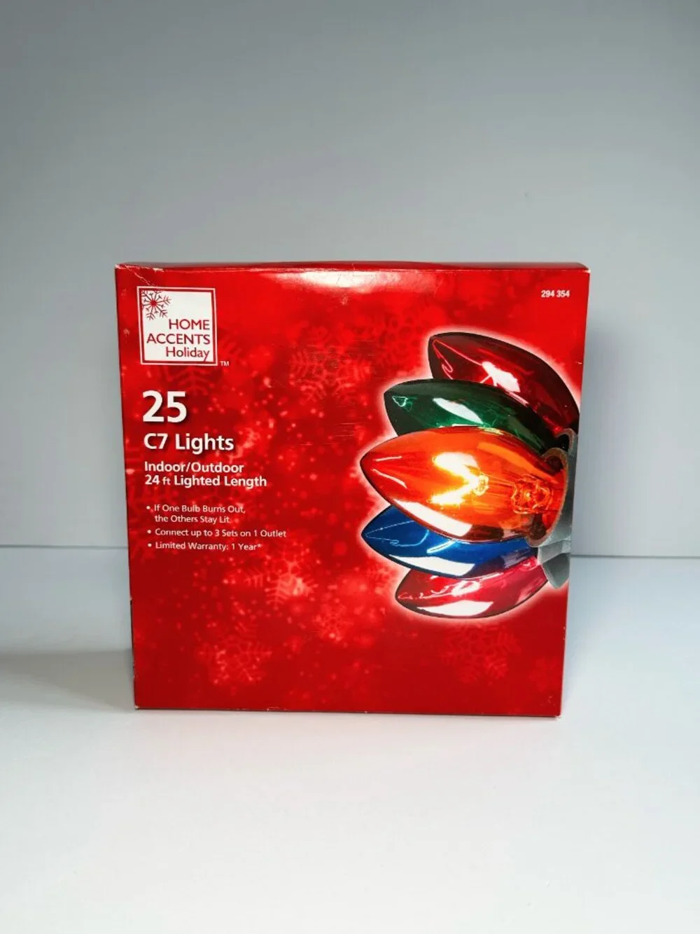 Home Accents Holiday Christmas Lights 25 Count C7 Strand Set 24ft Set of 3, NEW